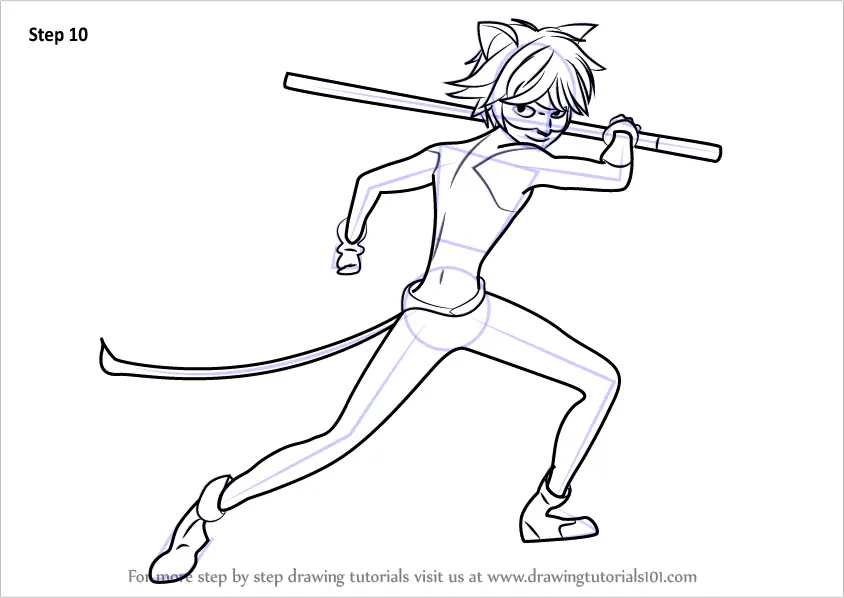 Step by Step How to Draw Cat Noir from Miraculous Ladybug