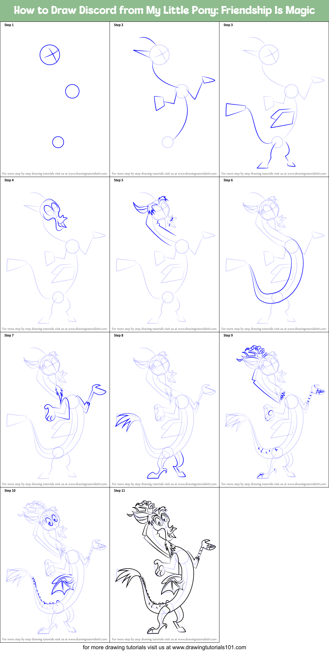 Download How to Draw Discord from My Little Pony: Friendship Is Magic printable step by step drawing ...