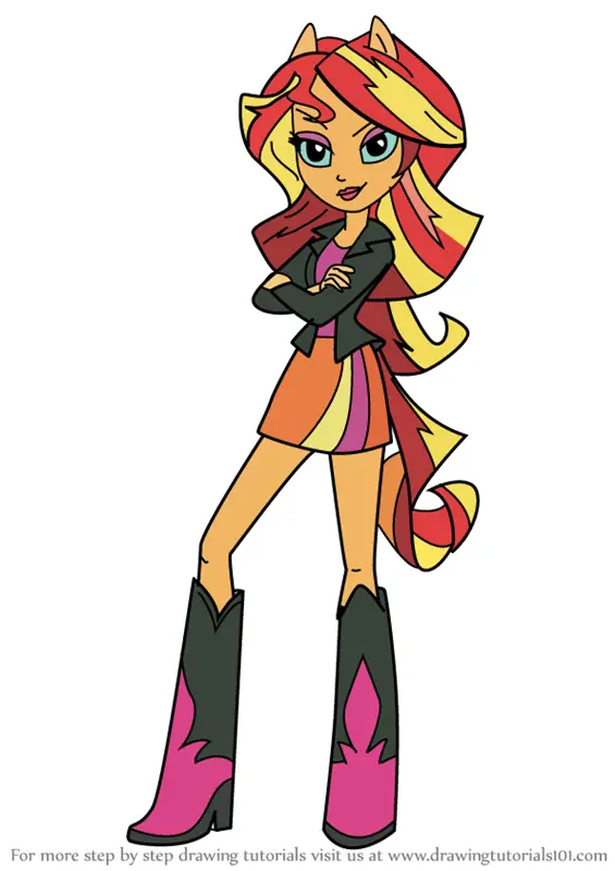 Learn How to Draw Sunset Shimmer Human from My Little Pony - Friendship