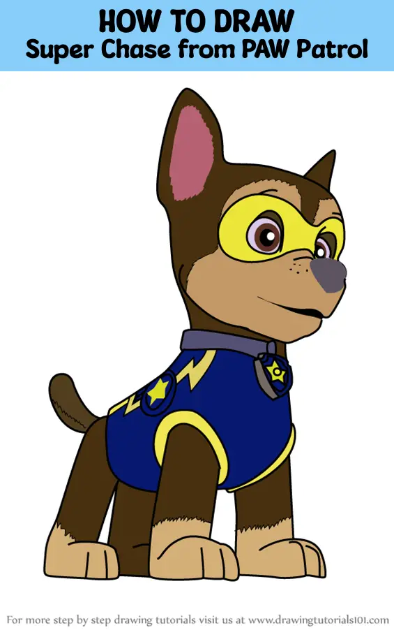 How to Draw Chase from PAW Patrol - Easy Drawing Art