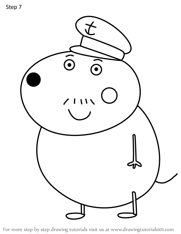 How to Draw Captain Dog from Peppa Pig (Peppa Pig) Step by Step