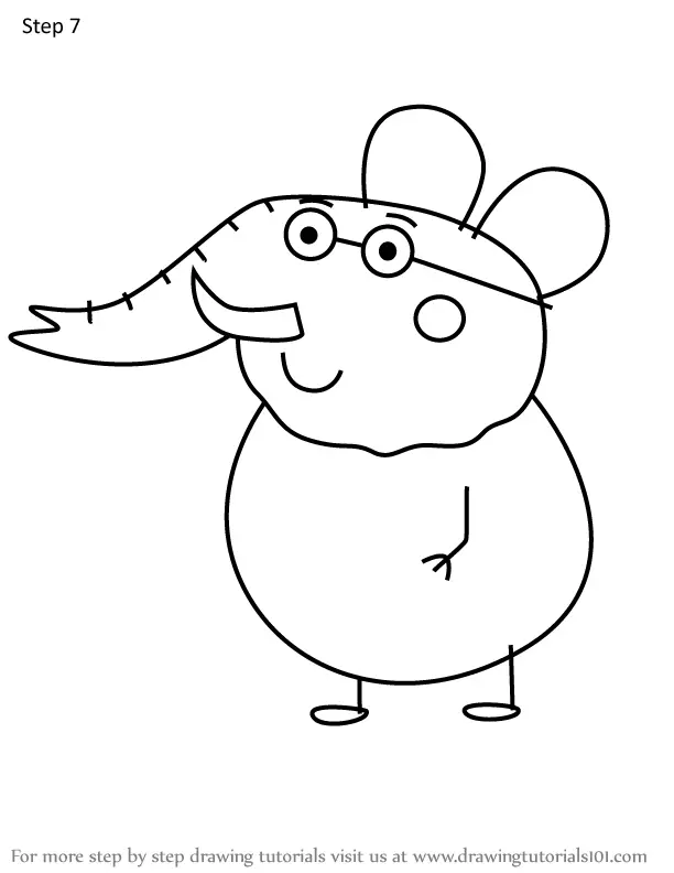 How To Draw Grandpa Elephant From Peppa Pig (peppa Pig) Step By Step 