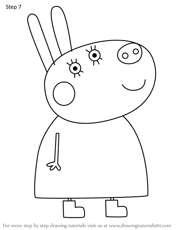 How to Draw Mademoiselle Donkey from Peppa Pig (Peppa Pig) Step by Step ...