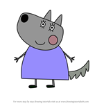 How to Draw Mrs. Wolf from Peppa Pig