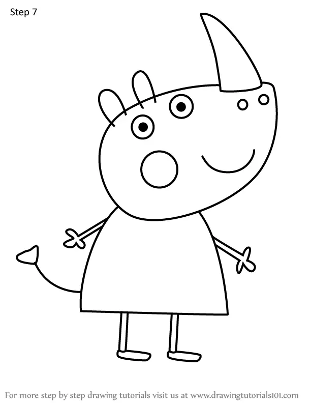 How to Draw Reese Rhinoceros from Peppa Pig (Peppa Pig) Step by Step ...