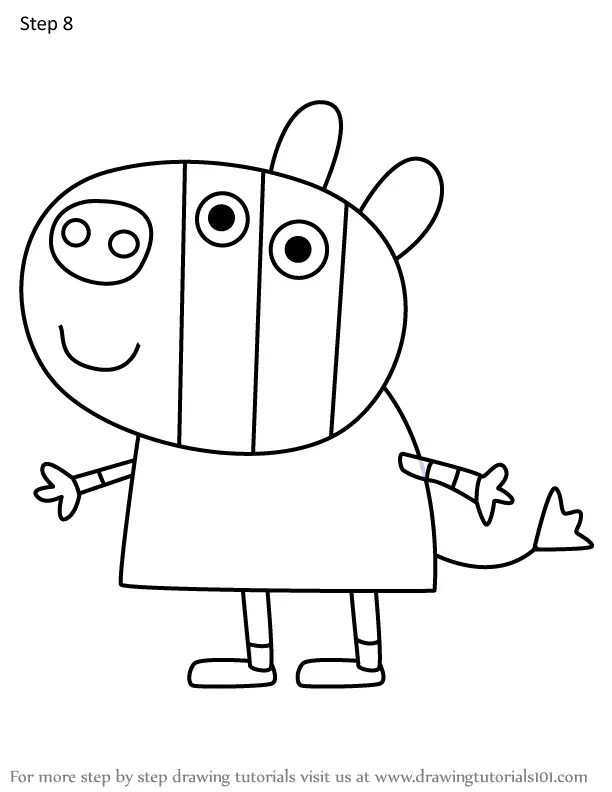 How to Draw Zara Zebra from Peppa Pig (Peppa Pig) Step by Step ...