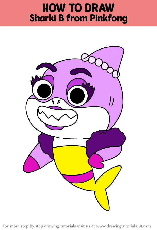 How To Draw Sharki B From Pinkfong (Pinkfong) Step By Step ...