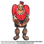 How to Draw Alice the Goon from Popeye the Sailor