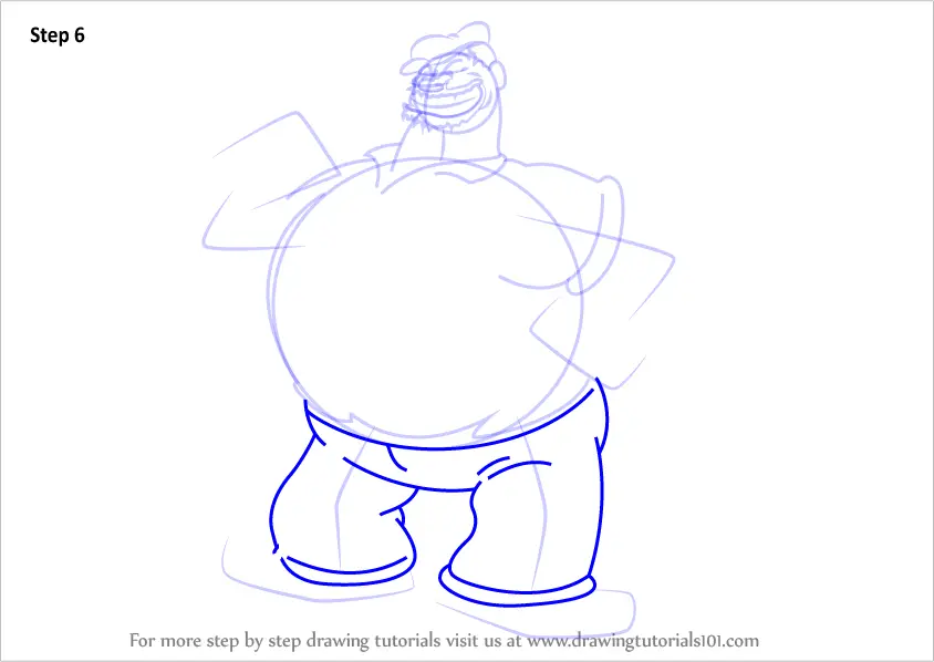 Learn How to Draw Bluto from Popeye the Sailor (Popeye the Sailor) Step