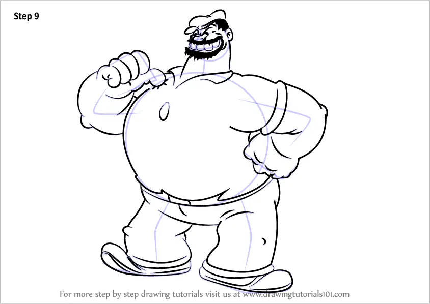 Learn How to Draw Bluto from Popeye the Sailor (Popeye the Sailor) Step