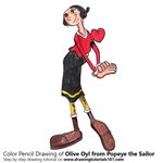 How to Draw Olive Oyl from Popeye the Sailor