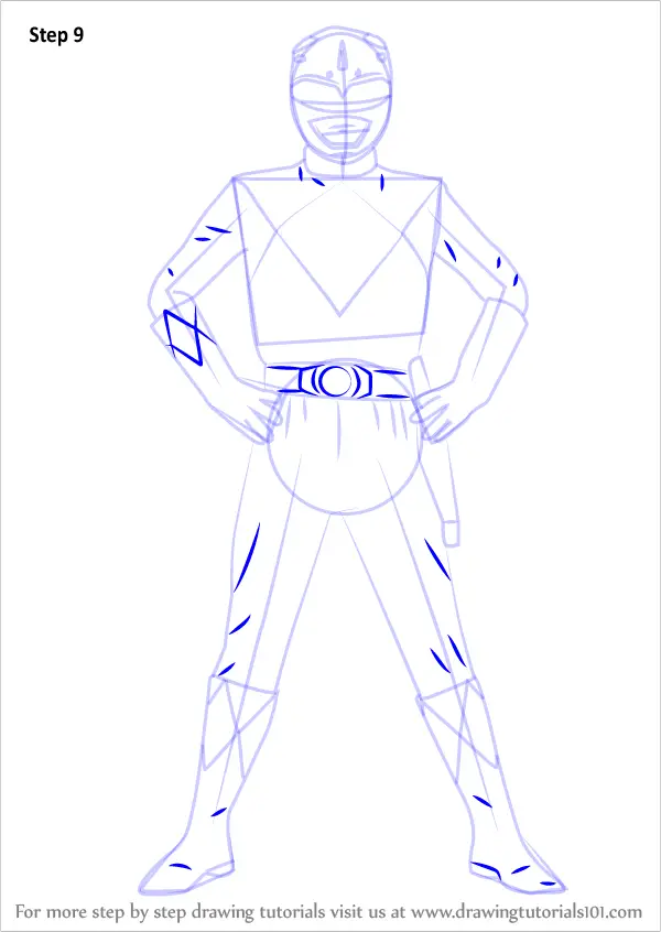 How to Draw Blue Ranger from Power Rangers (Power Rangers) Step by Step