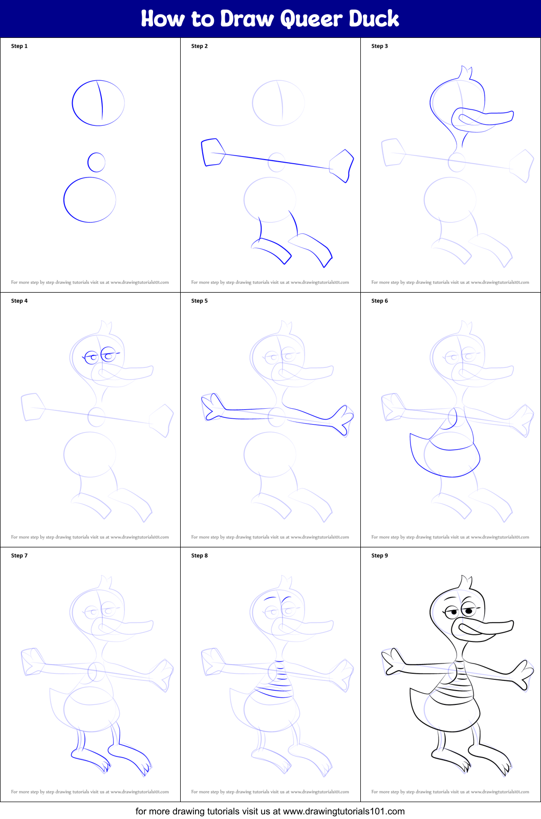 How to Draw Queer Duck (Queer Duck) Step by Step | DrawingTutorials101.com