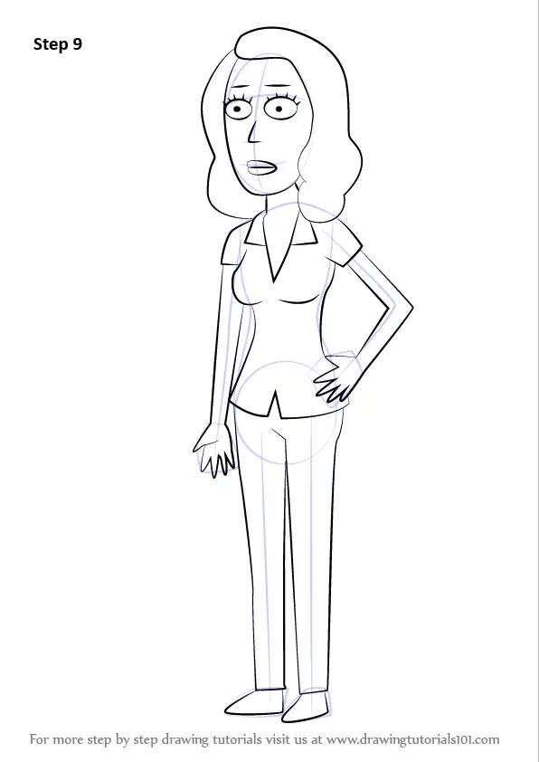Learn How to Draw Beth Smith from Rick and Morty (Rick and Morty) Step