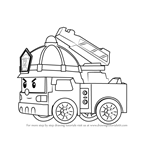How to Draw Roy Fire Truck from Robocar Poli