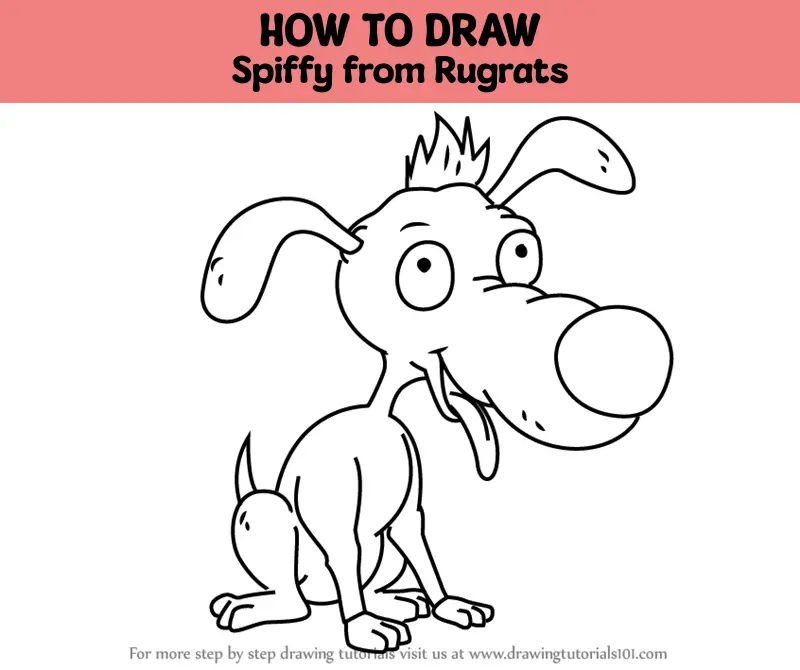 How to Draw Spike the Dog from Rugrats with Easy Step by Step
