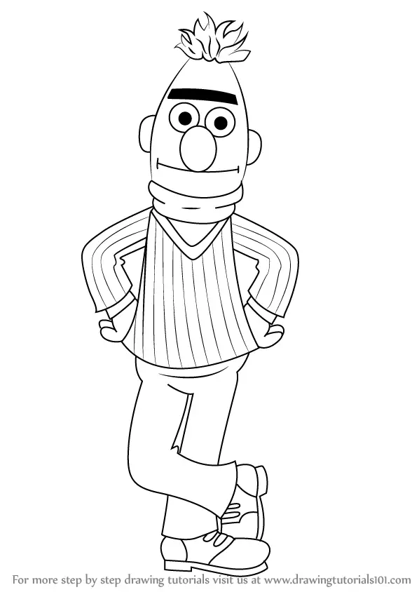 Step by Step How to Draw Bert from Sesame Street : DrawingTutorials101.com