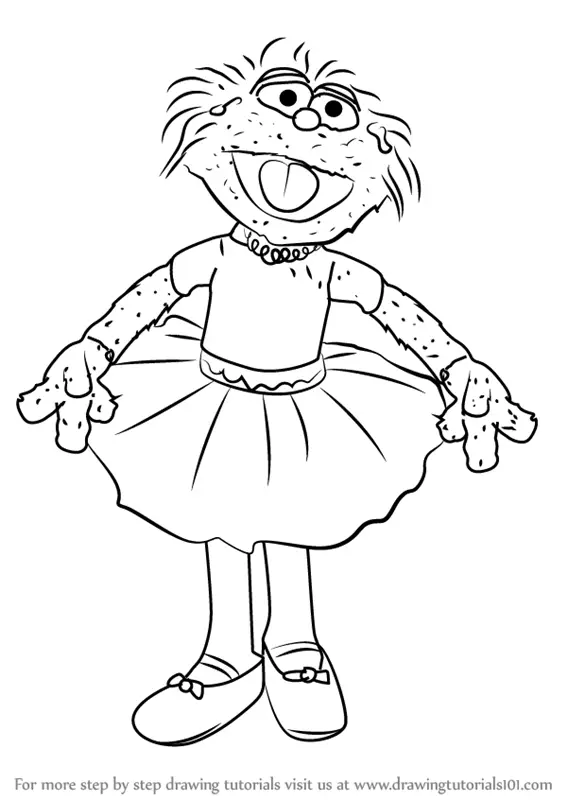 How to Draw Zoe in Tutu Dress from Sesame Street (Sesame Street) Step ...