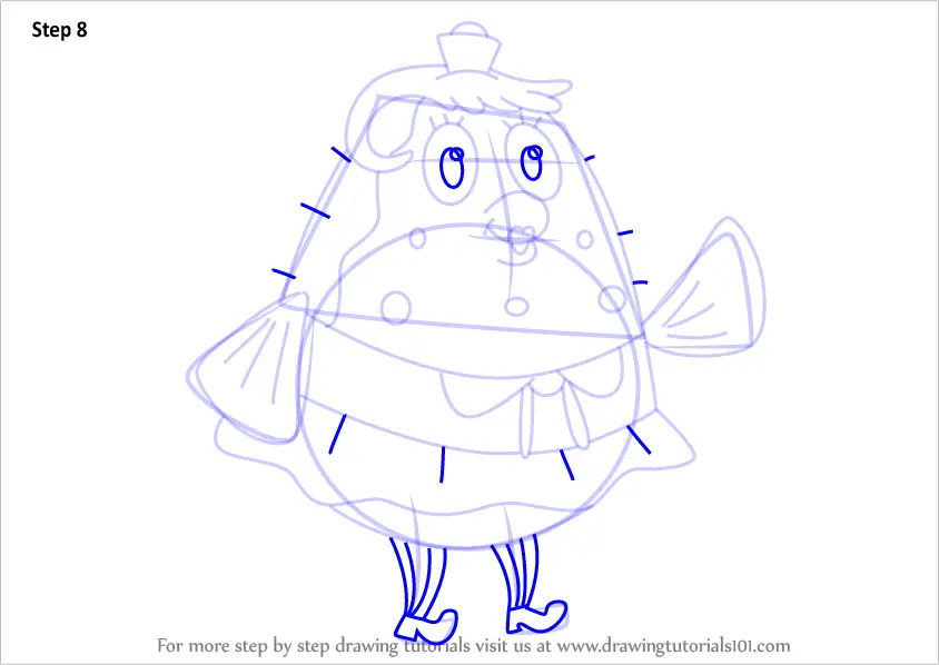 Step By Step How To Draw Mrs Puff From Spongebob