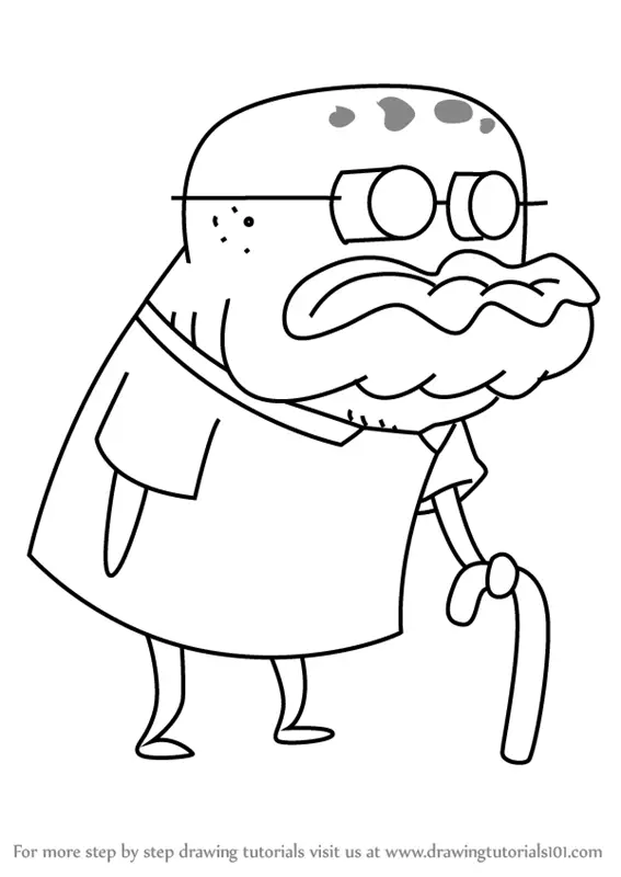 Step by Step How to Draw Old Man Jenkins from SpongeBob SquarePants