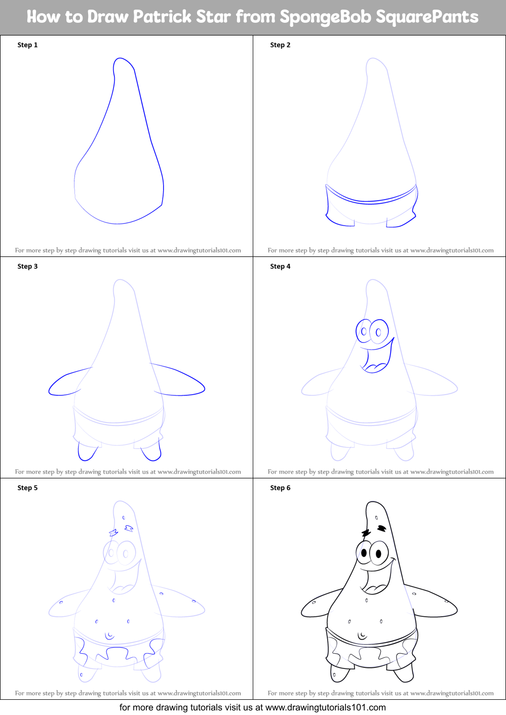 How to Draw Patrick Star from SpongeBob SquarePants (SpongeBob
