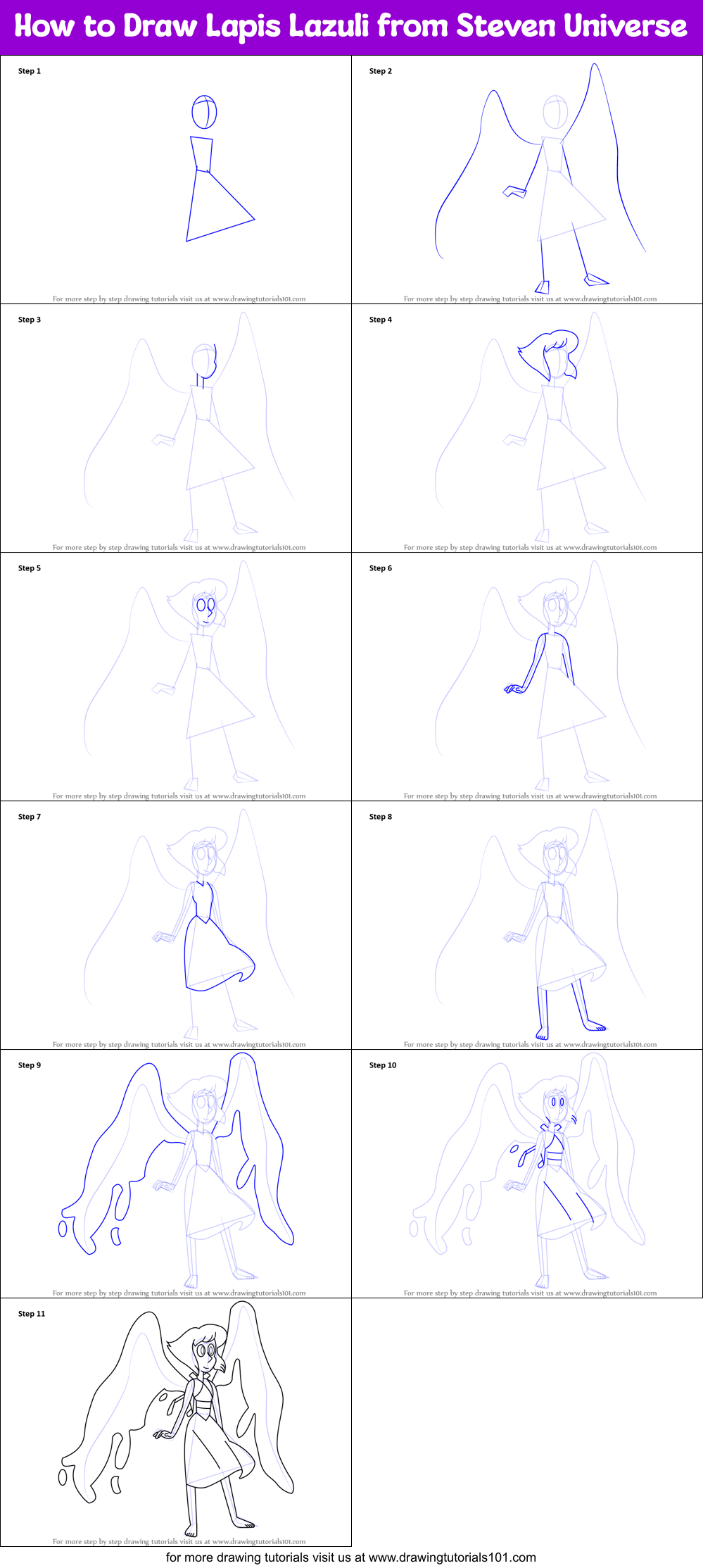 How to Draw Lapis Lazuli from Steven Universe (Steven Universe) Step by ...