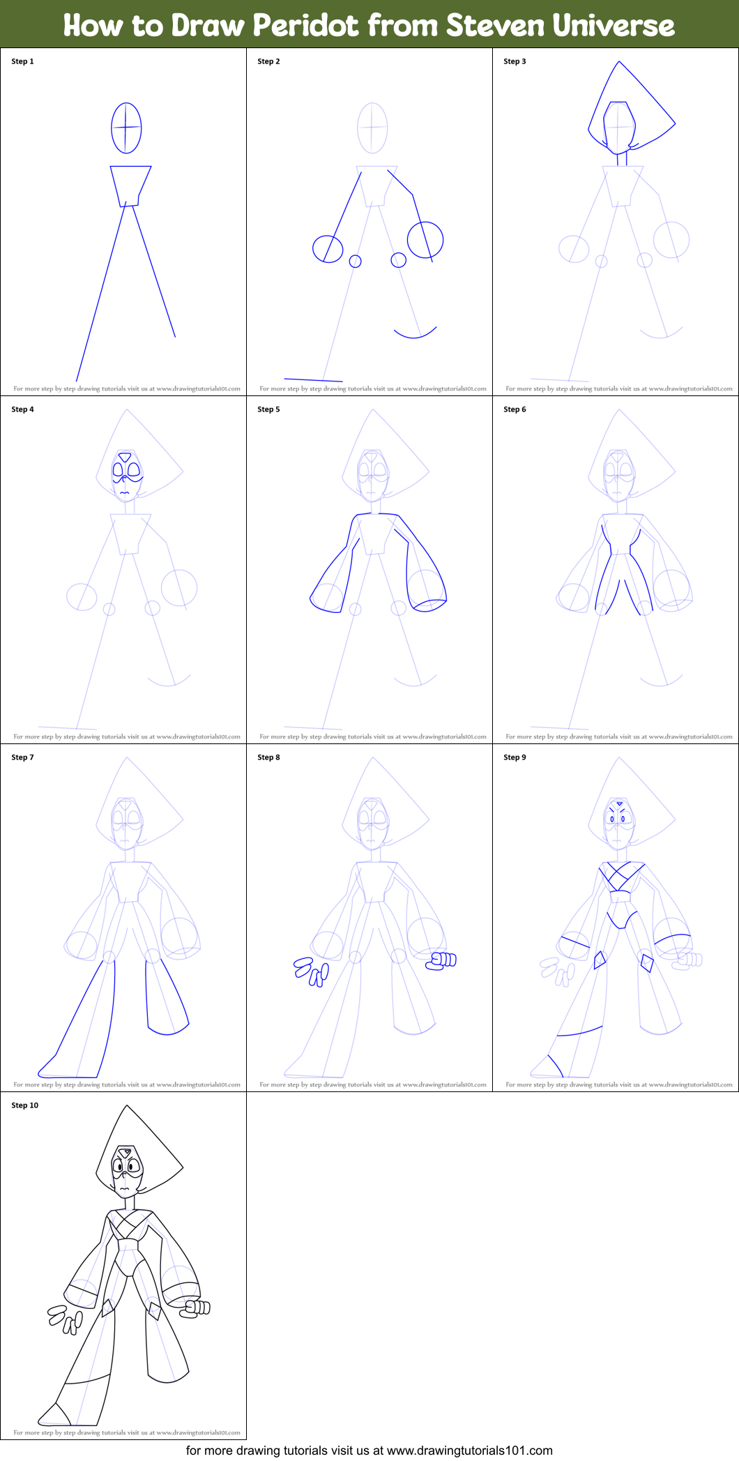 How to Draw Peridot from Steven Universe printable step by step ...