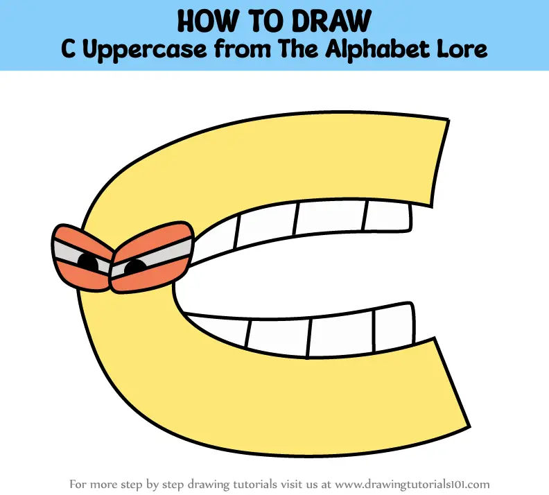 How to Draw C Uppercase from The Alphabet Lore (The Alphabet Lore) Step ...