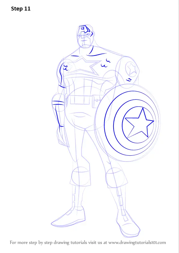 How to Draw Captain America from The Avengers - Earth's Mightiest ...