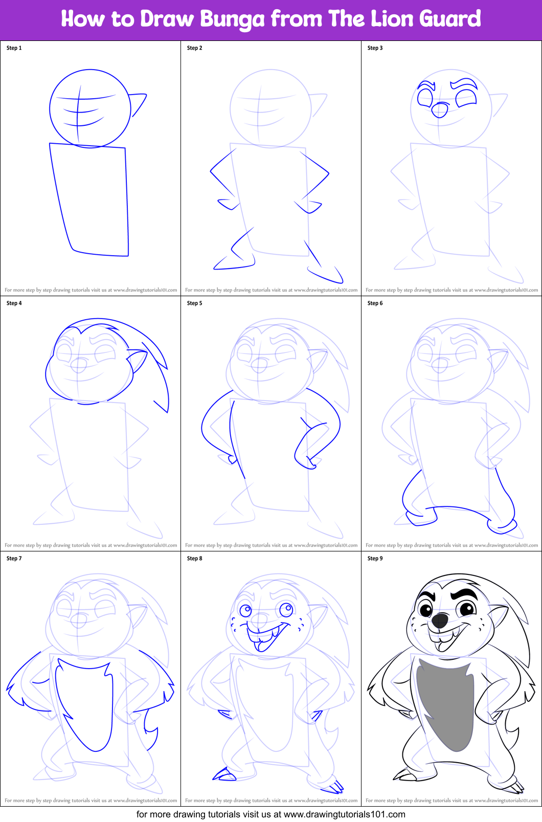 How to Draw Bunga from The Lion Guard printable step by ...