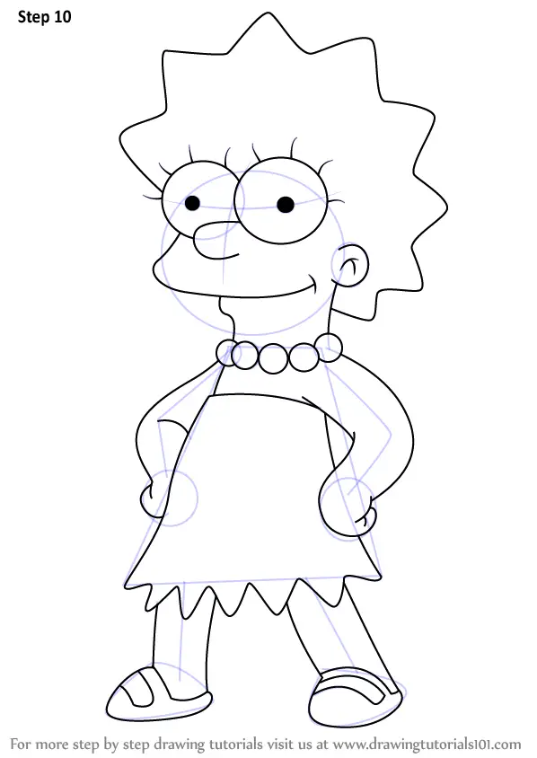 Learn How to Draw Lisa Simpson from The Simpsons (The Simpsons) Step by