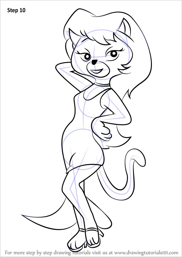 How to Draw Kitty Glitter from Top Cat (Top Cat) Step by Step ...