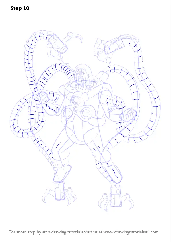 How To Draw Doctor Octopus Step By Step Marvel