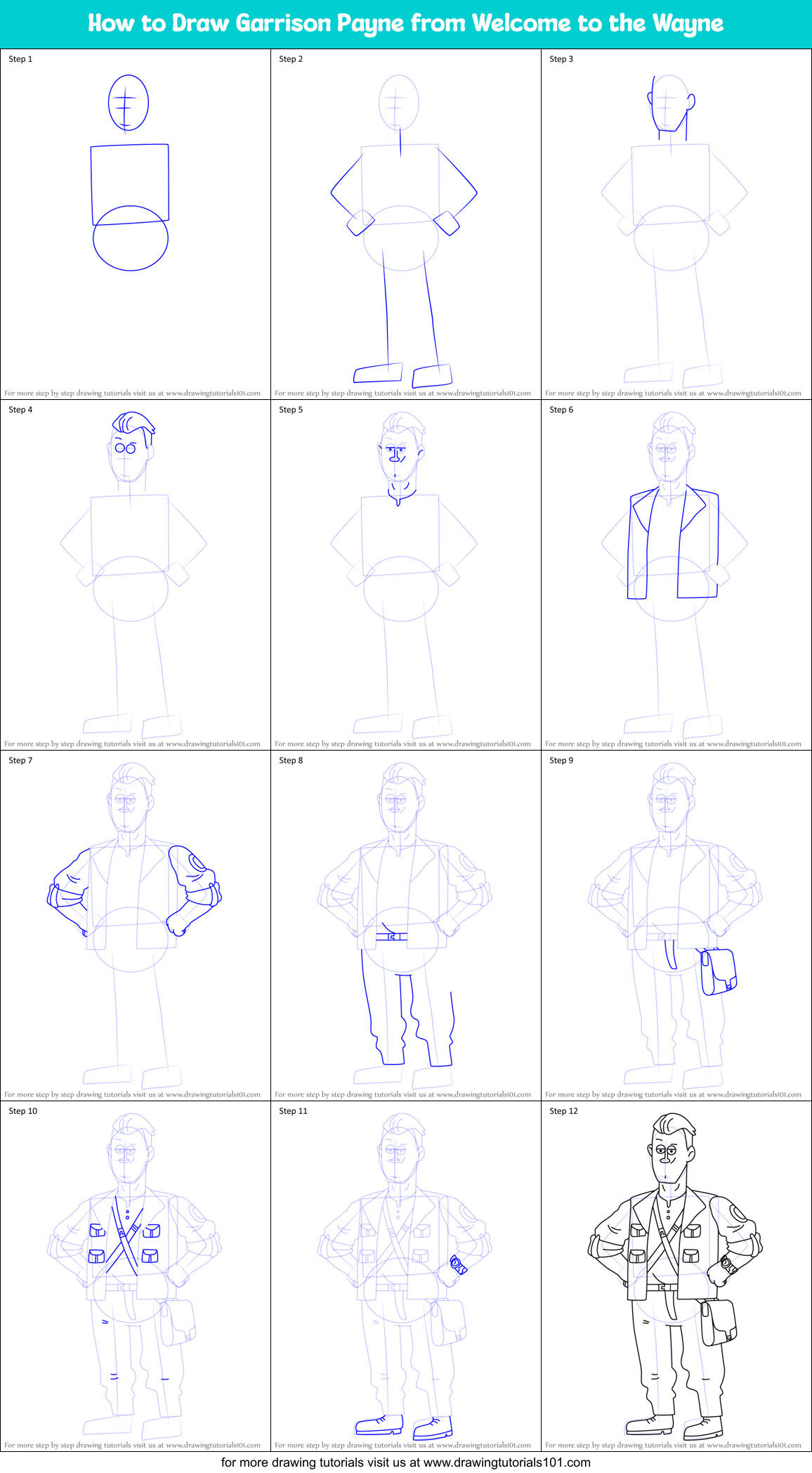 How to Draw Garrison Payne from Welcome to the Wayne printable step by ...