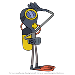 How to Draw Scuba Diver from Zig & Sharko