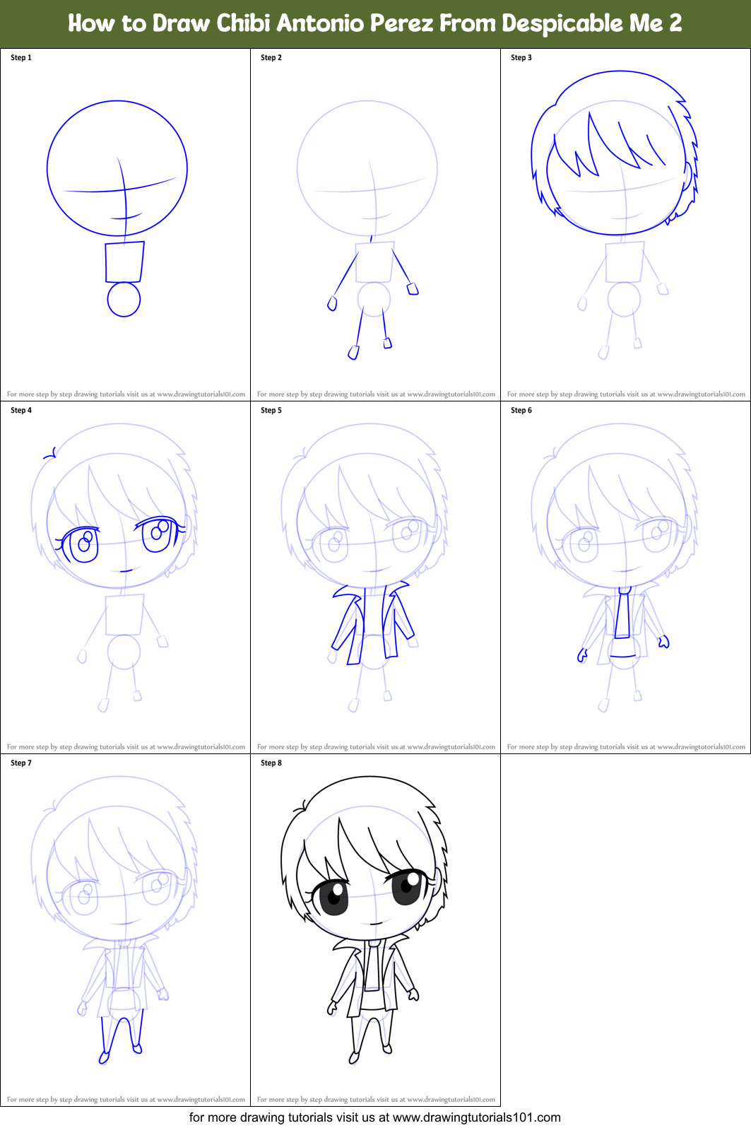 How To Draw Chibi Antonio Perez From Despicable Me 2 (Chibi Characters ...