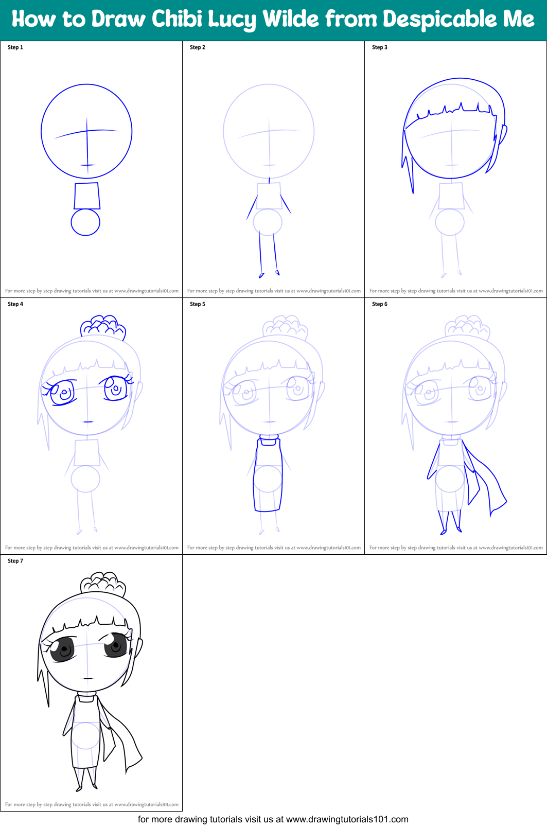 How to Draw Chibi Lucy Wilde from Despicable Me (Chibi Characters) Step ...