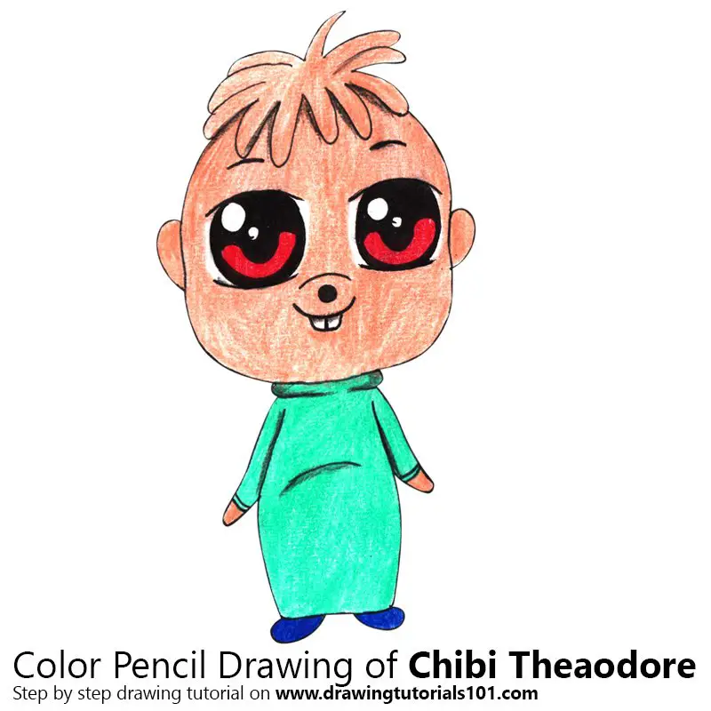 Chibi Theodore from Alvin and the Chipmunks Color Pencil Drawing