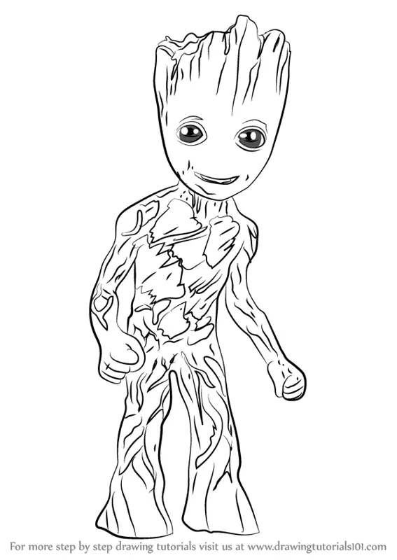 Learn How to Draw Baby Groot (Marvel Comics) Step by Step : Drawing