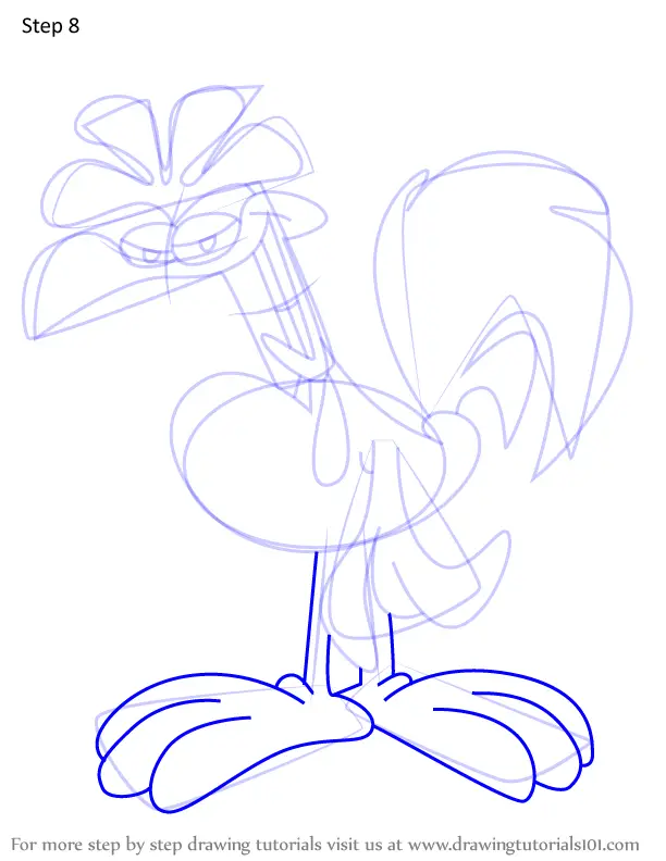 Step by Step How to Draw Roy Rooster from Garfield ...