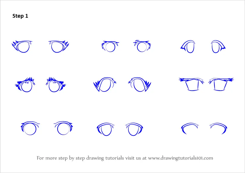 Learn How to Draw Anime Eyes - Female (Eyes) Step by Step : Drawing