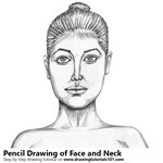 Female Face with Neck Pencil Sketch