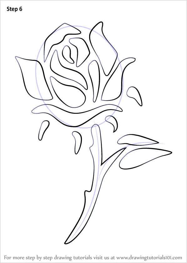 Learn How to Draw a Rose Tattoo (Rose) Step by Step Drawing Tutorials