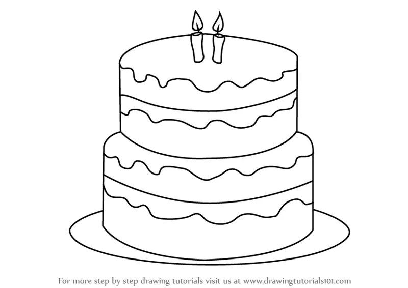 Birthday Cake Drawing Tutorial - How to draw Birthday Cake step by step