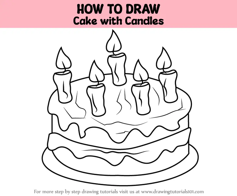 How to Draw Cake with Candles (Cakes) Step by Step ...