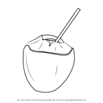 How to Draw a Coconut with Straw