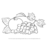 How to Draw Grapes and Apple