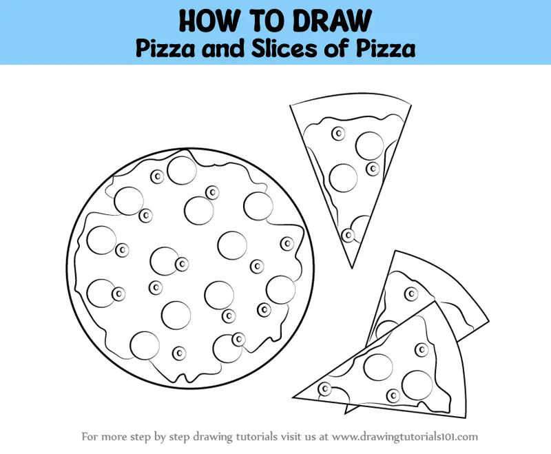 How to Draw a Pizza | Easy drawings, Drawings, Pizza drawing