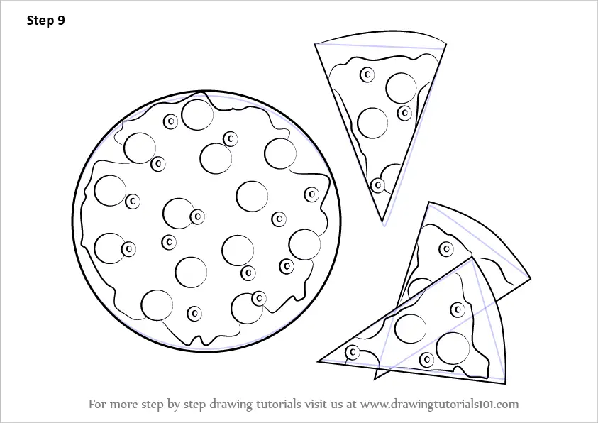 Learn How To Draw Pizza And Slices Of Pizza Pizzas Step By Step Drawing Tutorials