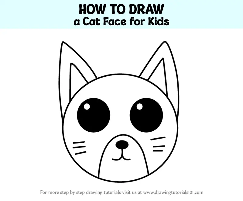 How to Draw a Cat Face for Kids (Animal Faces for Kids) Step by Step